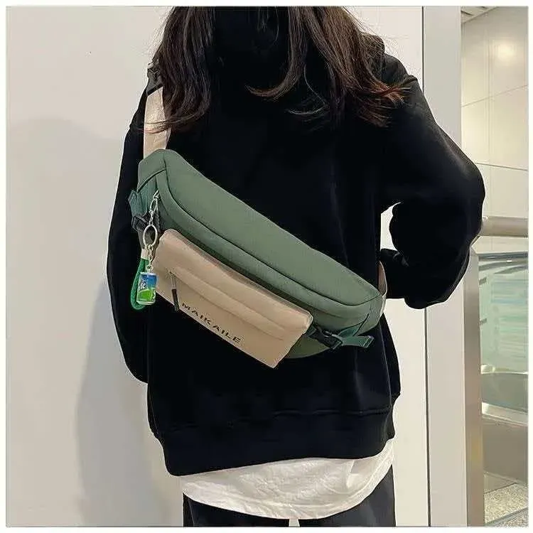 Tas Selempang Wanita Bahan Nylon Model Quilted Warna Pink Bentuk Kotak Tali Grosir Import