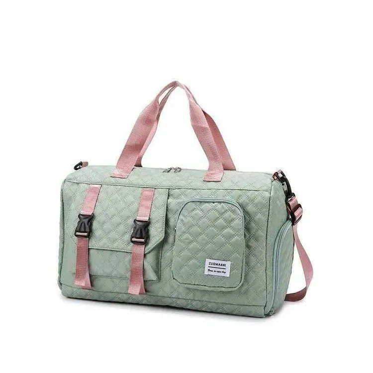 Tas Selempang Wanita Bahan Nylon Model Quilted Warna Pink Bentuk Kotak Tali Grosir Import
