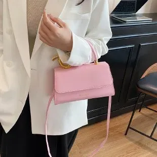 Tas Selempang Wanita Bahan PU Sintetis Polos Warna Pink Bentuk Kotak Tali Pilihan Reseller
