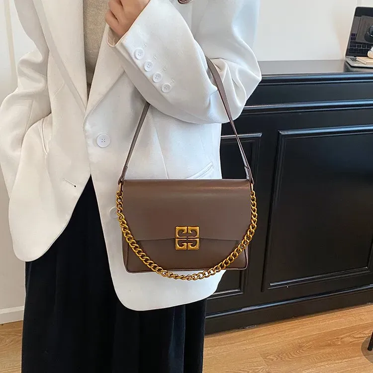 Tas Selempang Wanita Bahan PU Sintetis Polos Warna Hitam Bentuk Kotak Tali Stok Grosir