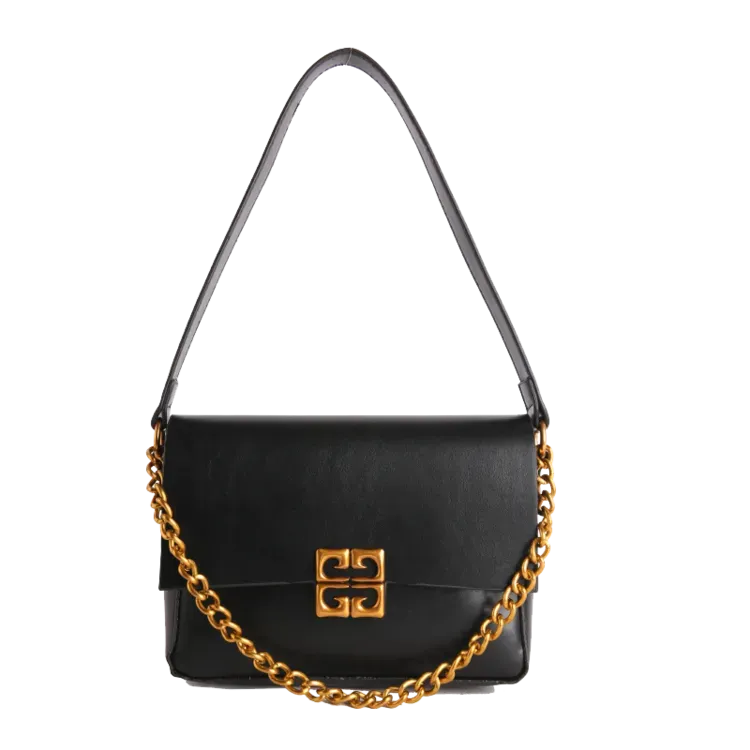 Tas Selempang Wanita Bahan PU Sintetis Polos Warna Hitam Bentuk Kotak Tali Stok Grosir