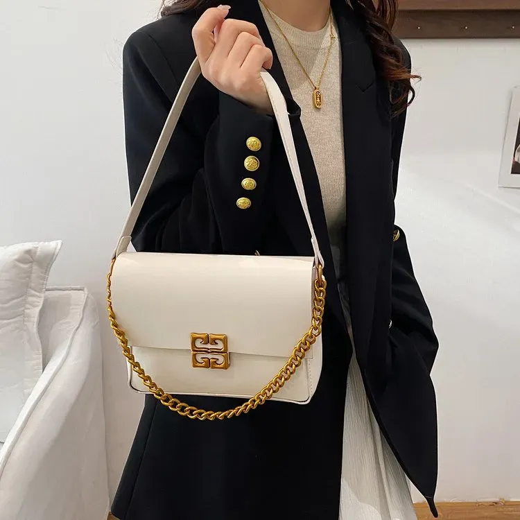 Tas Selempang Wanita Bahan PU Sintetis Polos Warna Hitam Bentuk Kotak Tali Stok Grosir