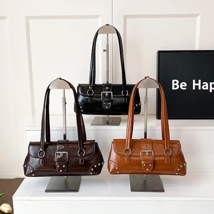Tas Selempang Wanita Bahan PU Sintetis Polos Warna Hitam Bentuk Kotak Tali Stok Grosir