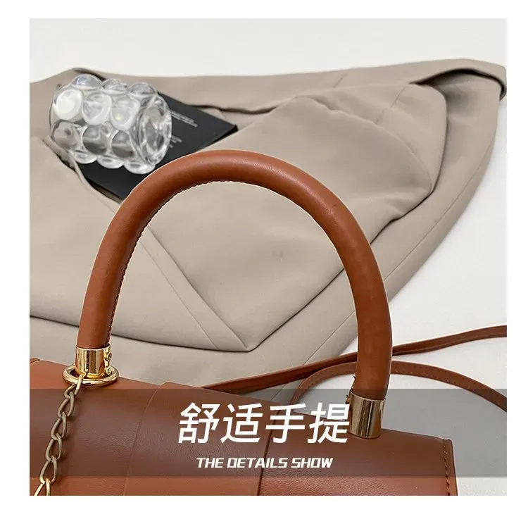 Tas Selempang Wanita Bahan PU Sintetis Polos Bentuk Kotak Tali Panjang Resleting Model Import