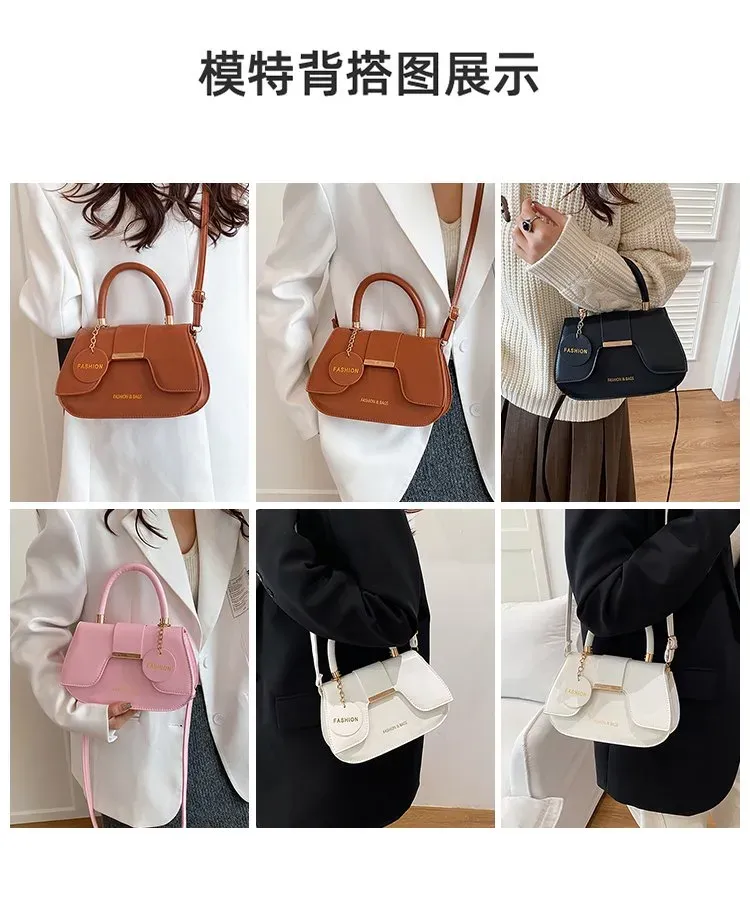 Tas Selempang Wanita Bahan PU Sintetis Polos Bentuk Kotak Tali Panjang Resleting Model Import