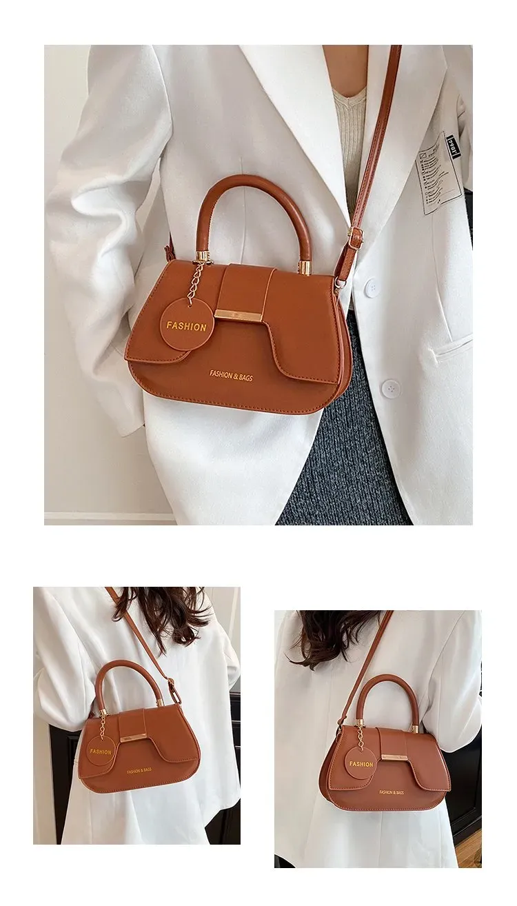 Tas Selempang Wanita Bahan PU Sintetis Polos Bentuk Kotak Tali Panjang Resleting Model Import