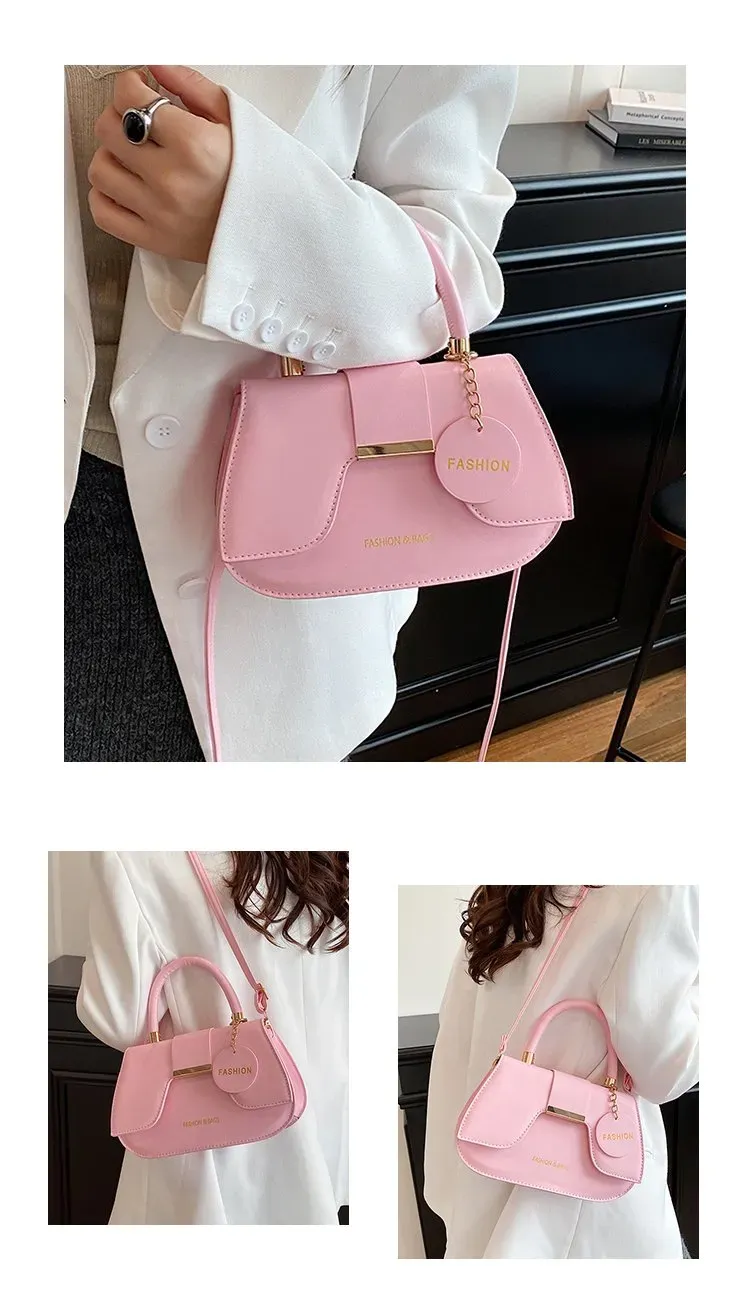 Tas Selempang Wanita Bahan PU Sintetis Polos Bentuk Kotak Tali Panjang Resleting Model Import