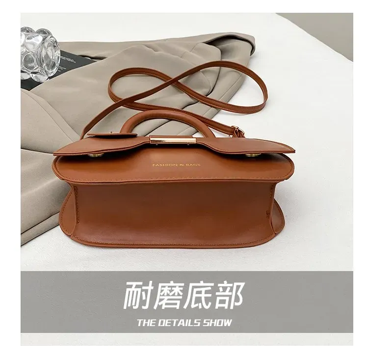 Tas Selempang Wanita Bahan PU Sintetis Polos Bentuk Kotak Tali Panjang Resleting Model Import