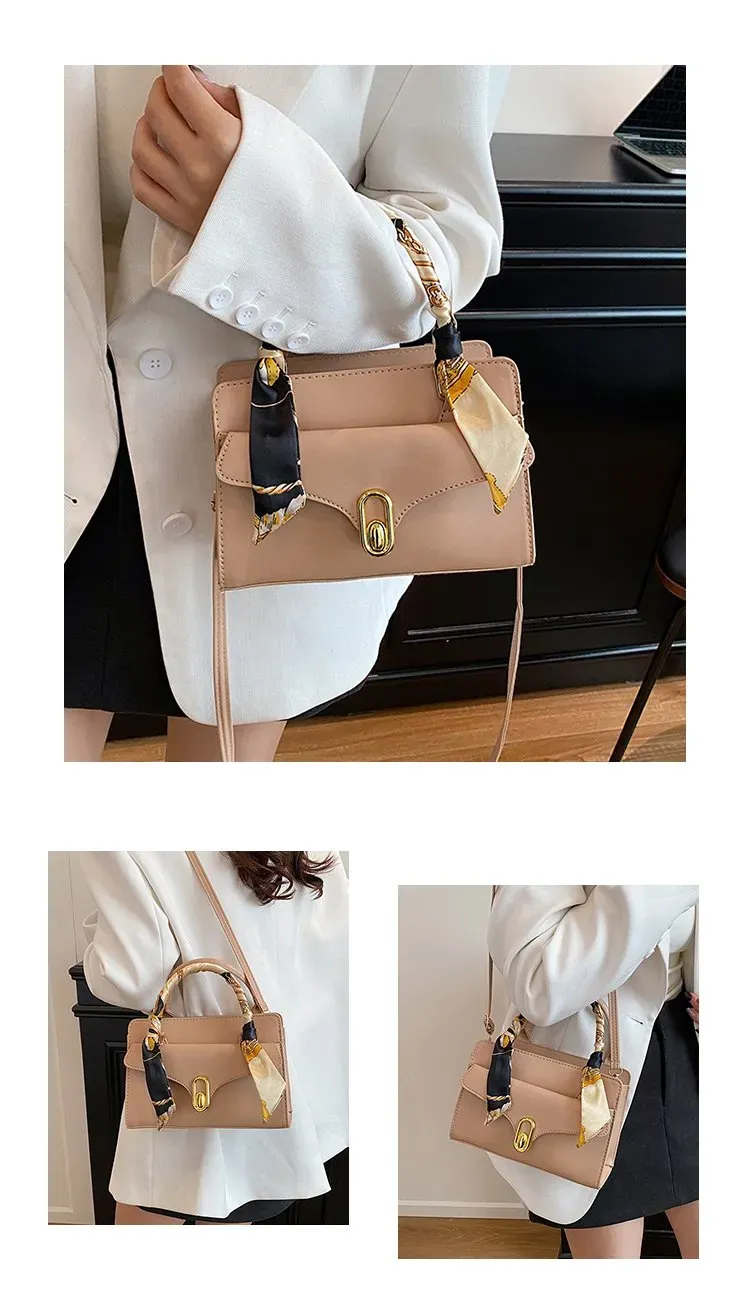 Tas Selempang Wanita Bahan PU Sintetis Motif Print Bentuk Kotak Tali Panjang untuk Jualan