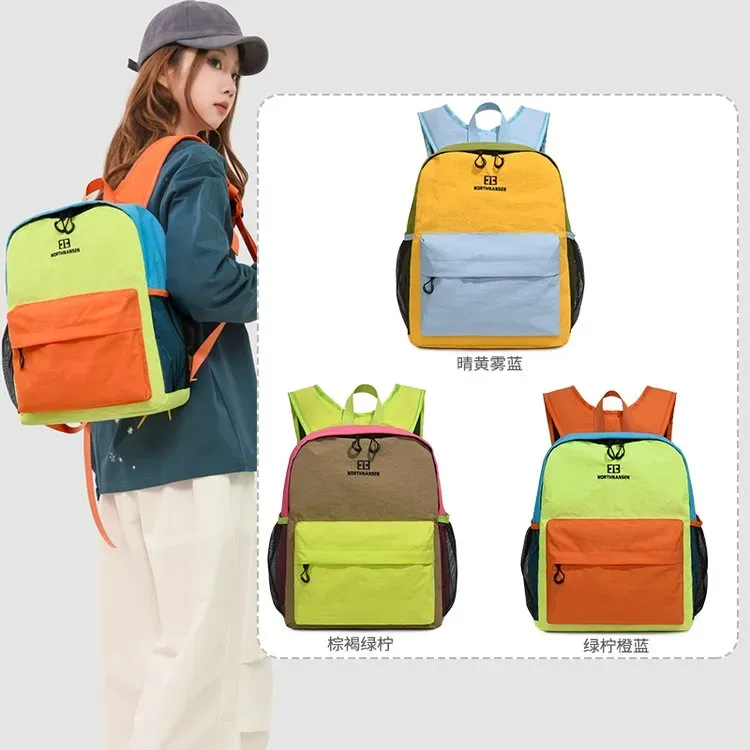 Tas Ransel Wanita Bahan Nylon Polos Bentuk Kotak Tali Lebar Resleting Grosir Import