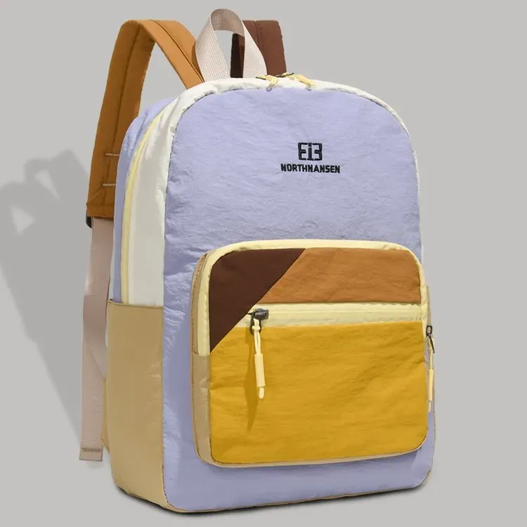 Tas Ransel Wanita Bahan Nylon Polos Bentuk Kotak Tali Lebar Resleting Grosir Import