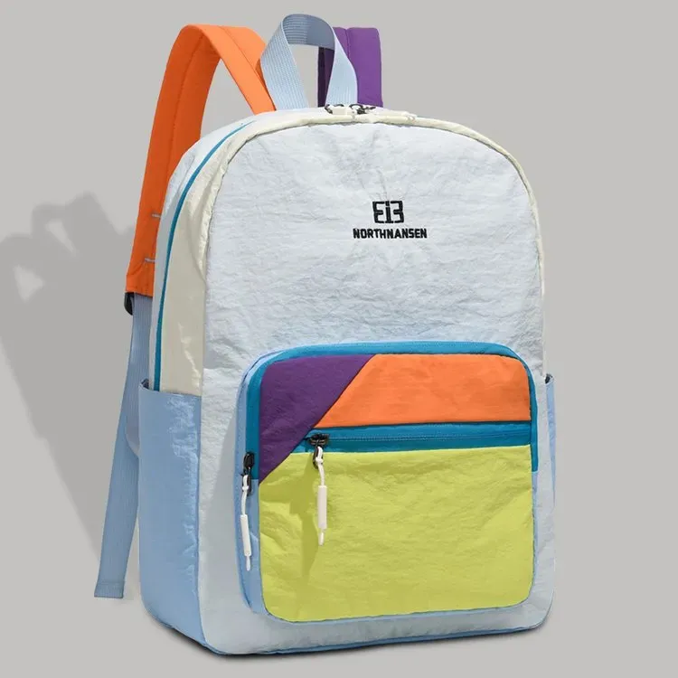 Tas Ransel Wanita Bahan Nylon Polos Bentuk Kotak Tali Lebar Resleting Grosir Import