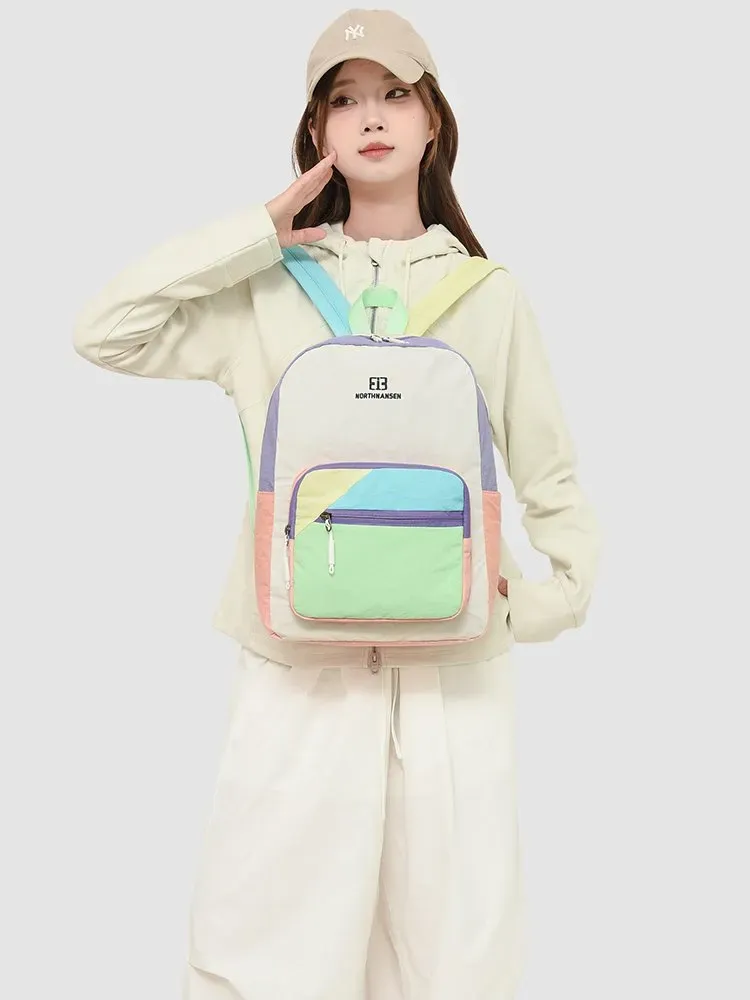 Tas Ransel Wanita Bahan Nylon Warna Putih Resleting Fashion Grosir Import