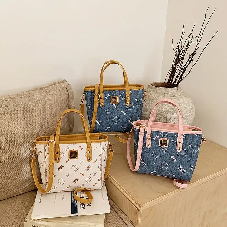 Tas Selempang Wanita Bahan PU Sintetis Motif Print Warna Hitam Bentuk Kotak Tali Grosir Import