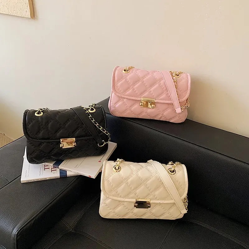 Tas Selempang Wanita Bahan PU Sintetis Motif Print Warna Hitam Bentuk Kotak Tali untuk Toko