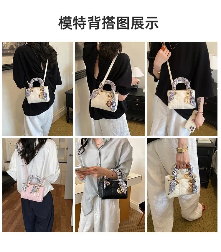Tas Selempang Wanita Bahan PU Sintetis Motif Print Warna Hitam Bentuk Kotak Tali Resleting