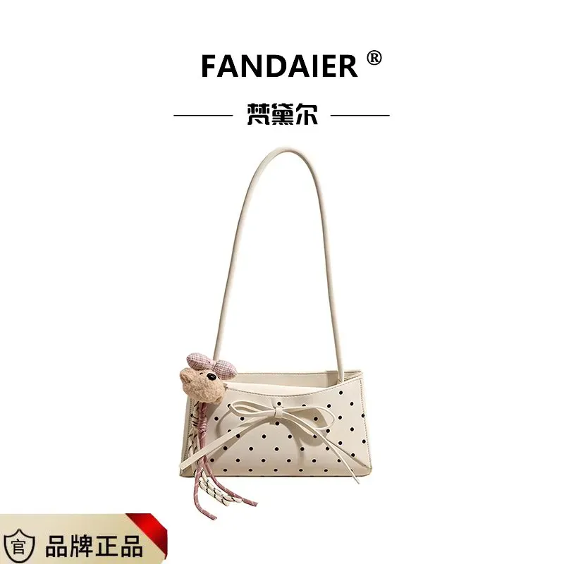 Tas Selempang Wanita Bahan PU Sintetis Motif Polkadot Warna Putih Bentuk Kotak Pilihan Reseller