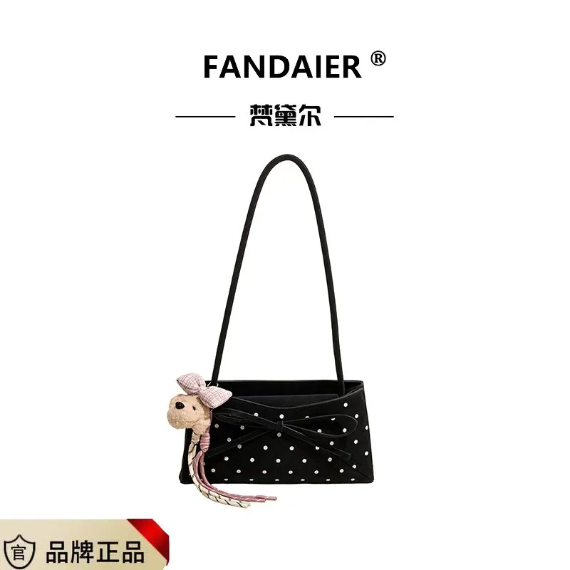 Tas Selempang Wanita Bahan PU Sintetis Motif Polkadot Warna Putih Bentuk Kotak Pilihan Reseller