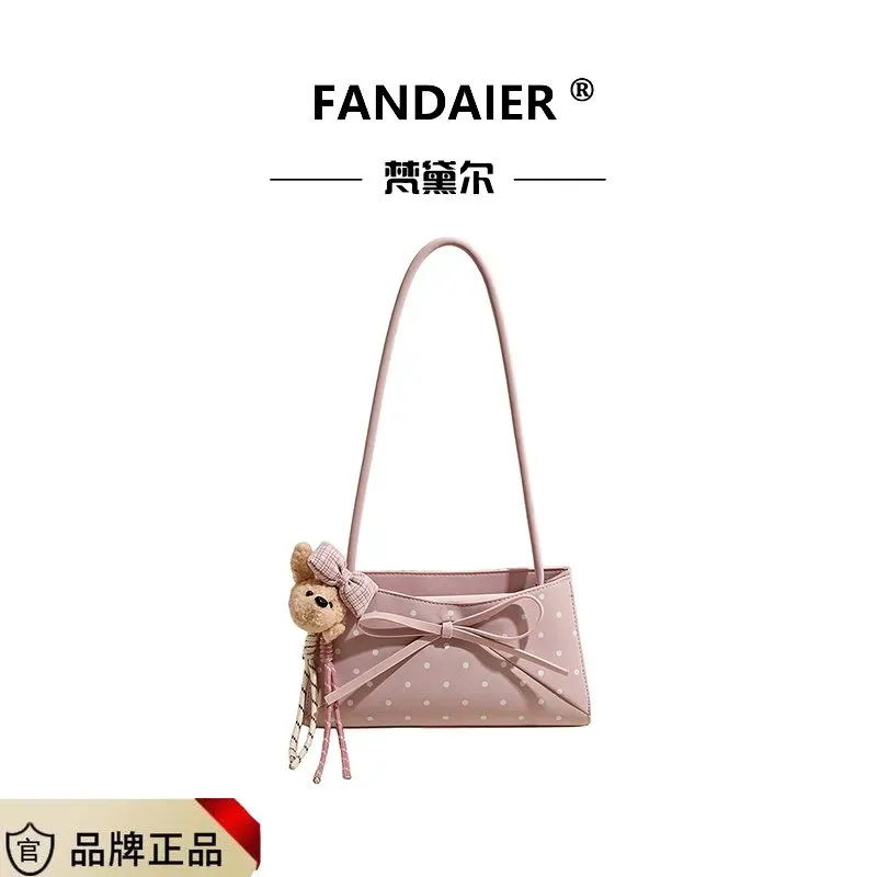 Tas Selempang Wanita Bahan PU Sintetis Motif Polkadot Warna Putih Bentuk Kotak Pilihan Reseller