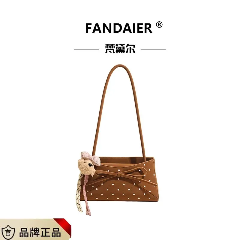 Tas Selempang Wanita Bahan PU Sintetis Motif Polkadot Warna Putih Bentuk Kotak Pilihan Reseller