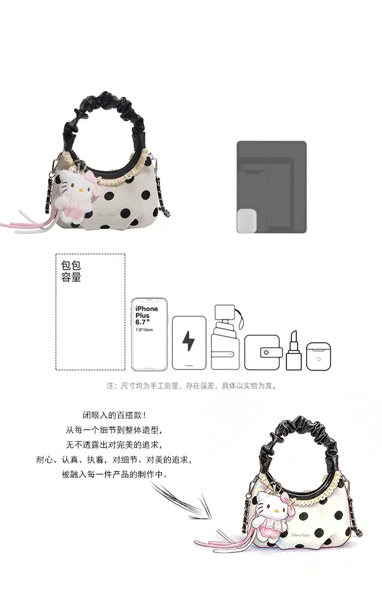 Tas Selempang Wanita Bahan PU Sintetis Motif Polkadot Bentuk Kotak Tali Panjang Model Import