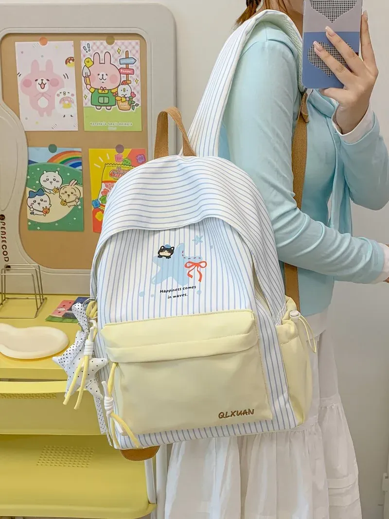 Tas Selempang Wanita Bahan Nylon Motif Polkadot Warna Biru Resleting Grosir Import