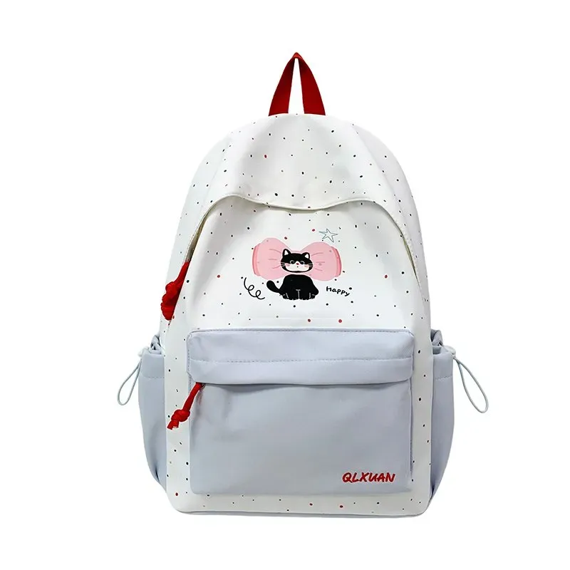 Tas Selempang Wanita Bahan Nylon Motif Polkadot Warna Biru Resleting Grosir Import