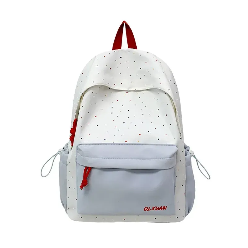Tas Selempang Wanita Bahan Nylon Motif Polkadot Warna Biru Resleting Grosir Import