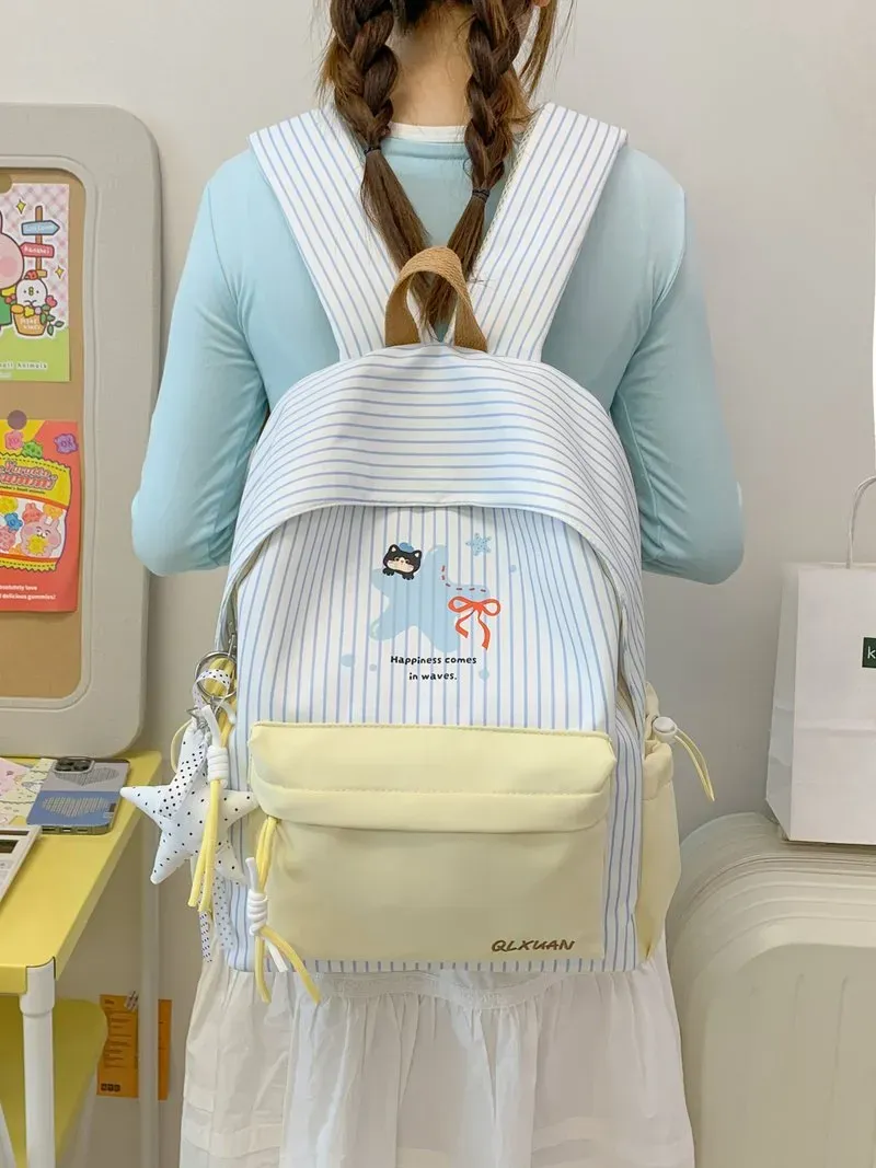 Tas Selempang Wanita Bahan Nylon Motif Polkadot Warna Biru Resleting Grosir Import