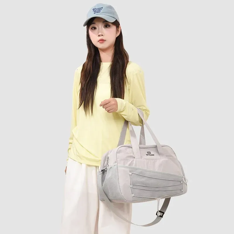 Tas Selempang Wanita Bahan Nylon Polos Bentuk Kotak Tali Serut Resleting Grosir Import