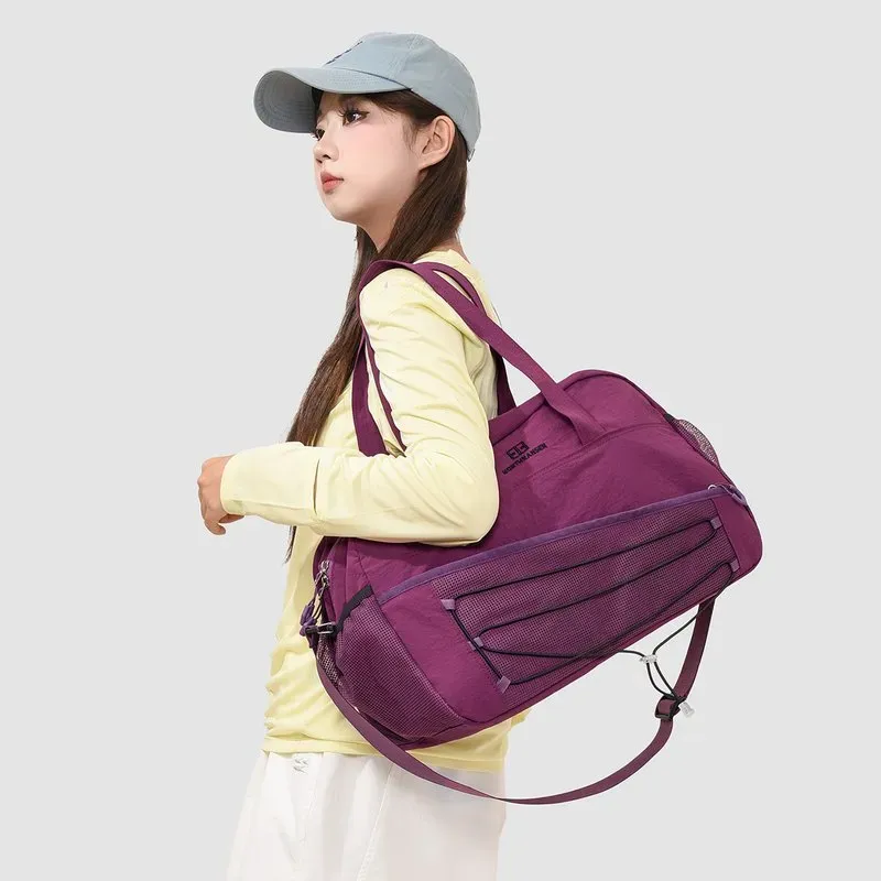 Tas Selempang Wanita Bahan Nylon Polos Bentuk Kotak Tali Serut Resleting Grosir Import