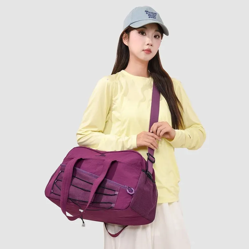 Tas Selempang Wanita Bahan Nylon Polos Bentuk Kotak Tali Serut Resleting Grosir Import