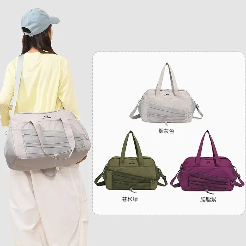 Tas Selempang Wanita Bahan Nylon Polos Bentuk Kotak Tali Serut Resleting Grosir Import