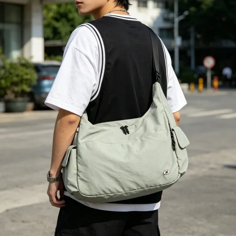 Tas Selempang Wanita Bahan Nylon Polos Warna Hitam Model Hobo Tali Panjang Grosir Import