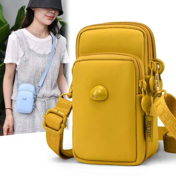 Tas Selempang Wanita Bahan Nylon Polos Warna Ungu Bentuk Kotak Tali Panjang Grosir Import
