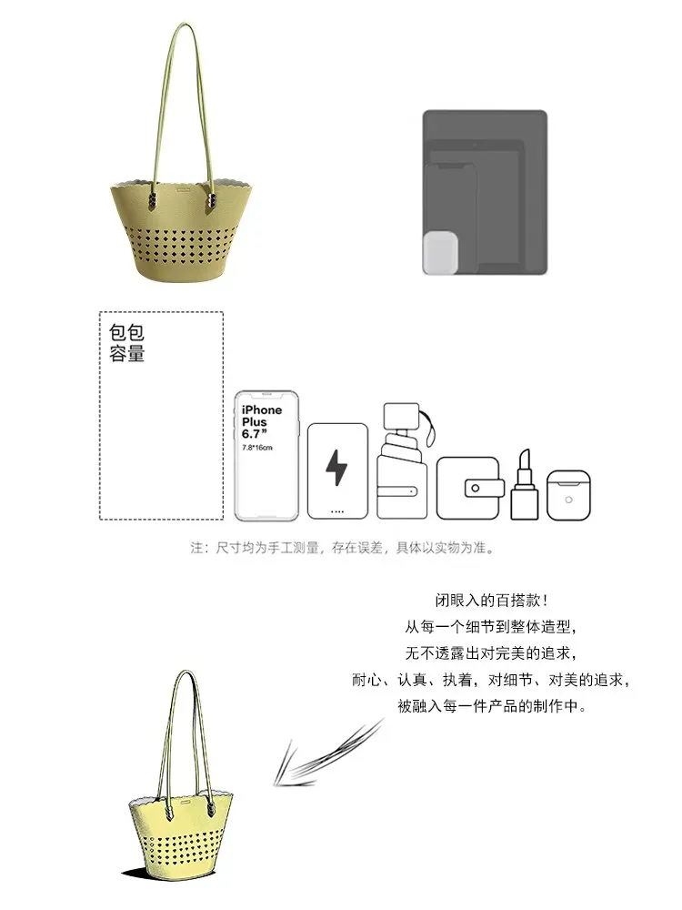 Tas Bucket Wanita Bahan PU Sintetis Motif Lubang Berbentuk Segitiga Warna Putih Grosir Import
