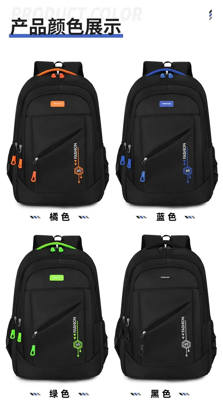 Tas Ransel Wanita Bahan Nylon Polos Warna Hitam Bentuk Kotak Tali Lebar untuk Kerja Grosir