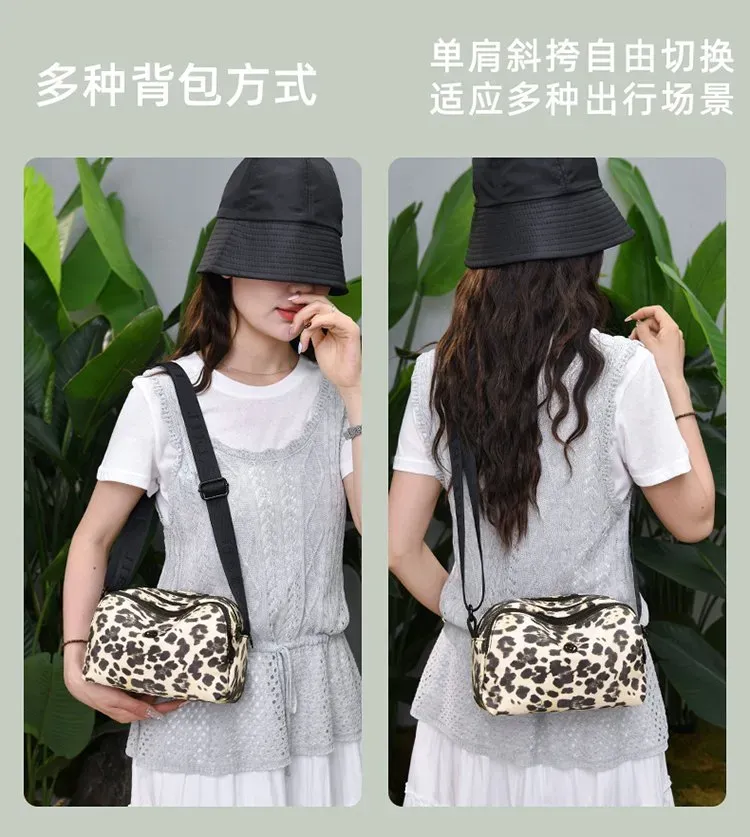Tas Selempang Wanita Bahan Nylon Motif Polkadot Warna Merah Bentuk Kotak Tali Grosir Import