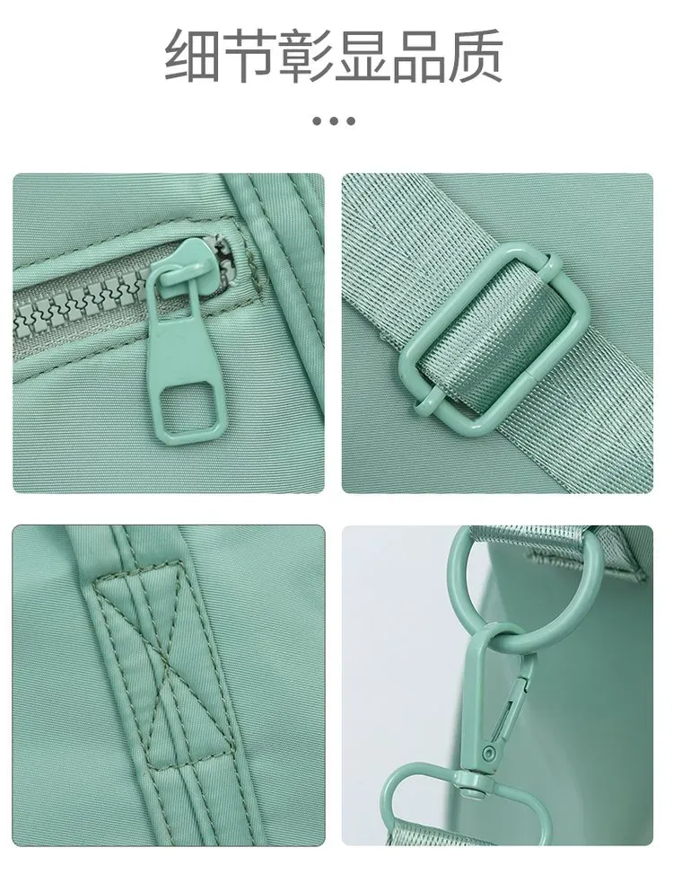 Tas Selempang Wanita Bahan Nylon Polos Warna Hijau Bentuk Kotak Tali Panjang Resleting Grosir