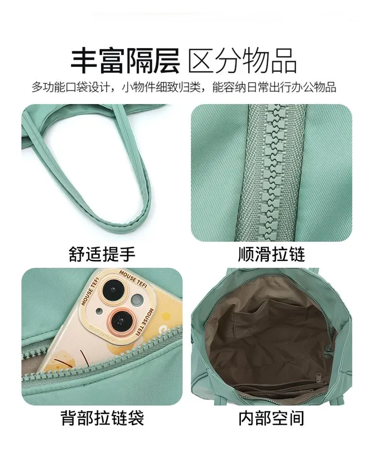Tas Selempang Wanita Bahan Nylon Polos Warna Hijau Bentuk Kotak Tali Panjang Resleting Grosir