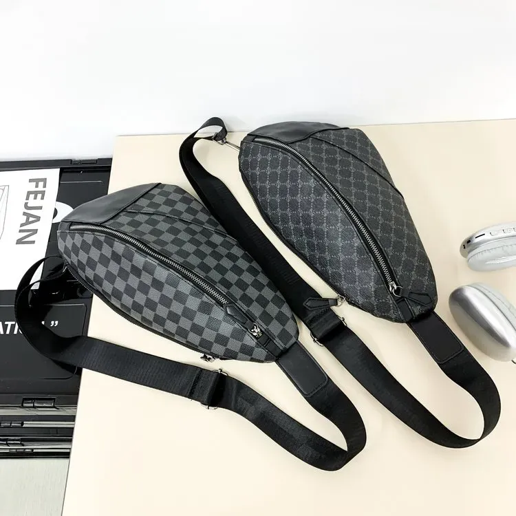 Tas Selempang Pria Bahan Nylon Motif Cekrek Warna Hitam Bentuk Kotak Tali Lebar Grosir Import