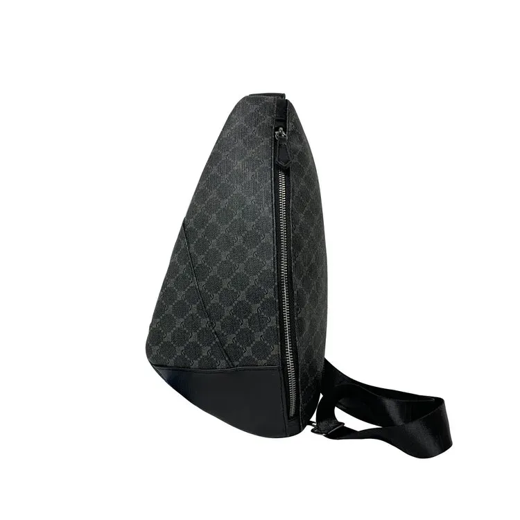 Tas Selempang Pria Bahan Nylon Motif Cekrek Warna Hitam Bentuk Kotak Tali Lebar Grosir Import