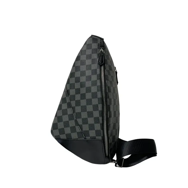 Tas Selempang Pria Bahan Nylon Motif Cekrek Warna Hitam Bentuk Kotak Tali Lebar Grosir Import