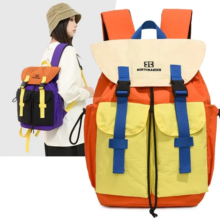 Tas Ransel Wanita Bahan Nylon Warna Hitam Resleting Fashion Grosir Import
