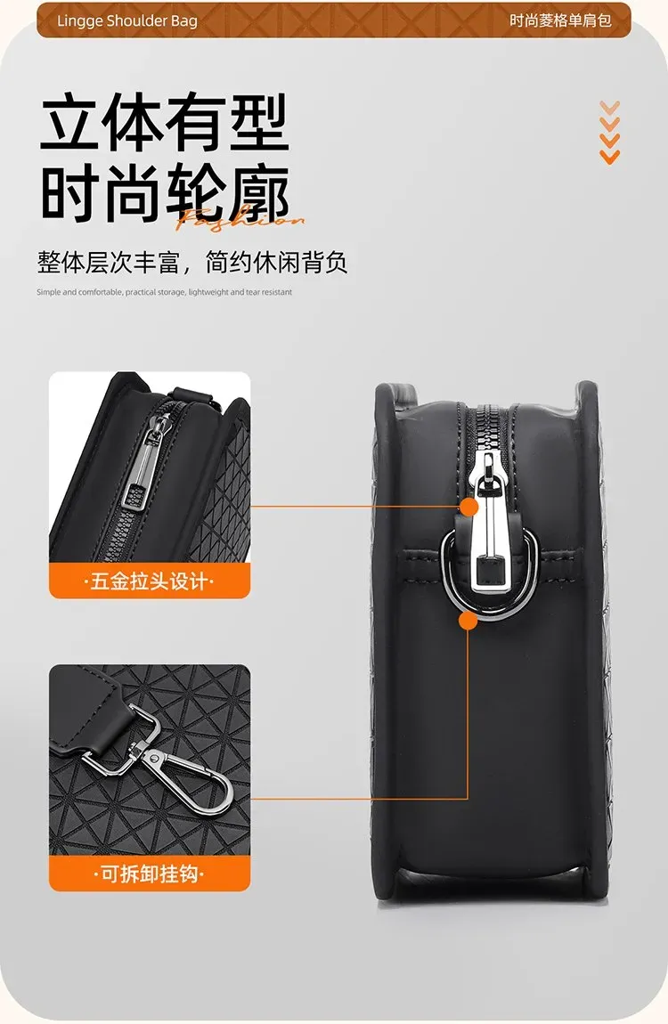 Tas Selempang Wanita Bahan PU Sintetis Model Quilted Warna Hitam Bentuk Kotak untuk Jualan