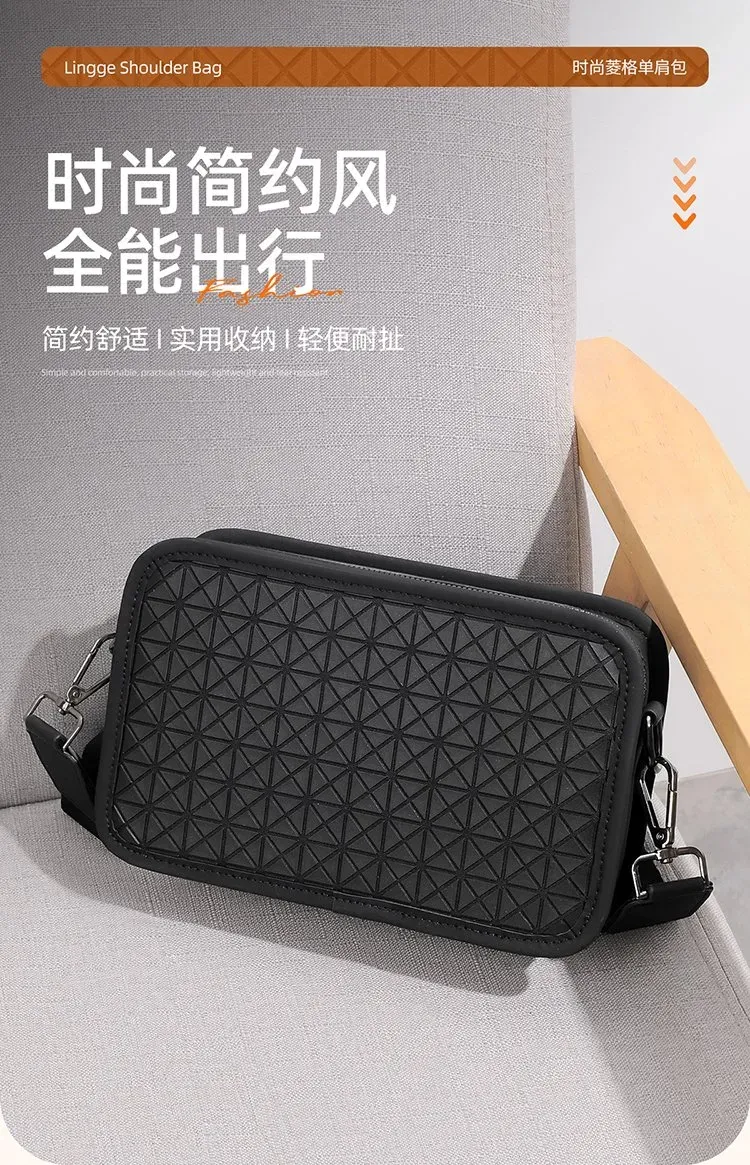 Tas Selempang Wanita Bahan PU Sintetis Model Quilted Warna Hitam Bentuk Kotak untuk Jualan