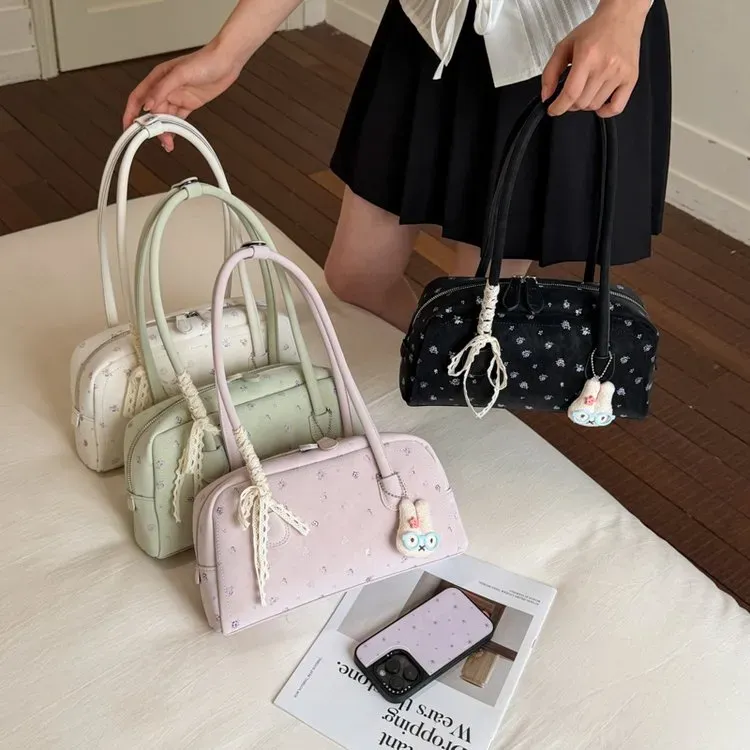 Tas Tote Wanita Bahan PU Sintetis Motif Polkadot Warna Hitam Bentuk Kotak Tali Grosir Import