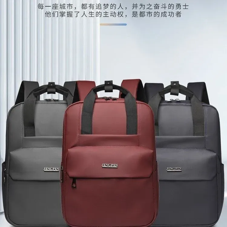 Tas Ransel Pria Bahan Nylon Polos Warna Hitam Bentuk Kotak Tali Lebar Resleting Grosir Import