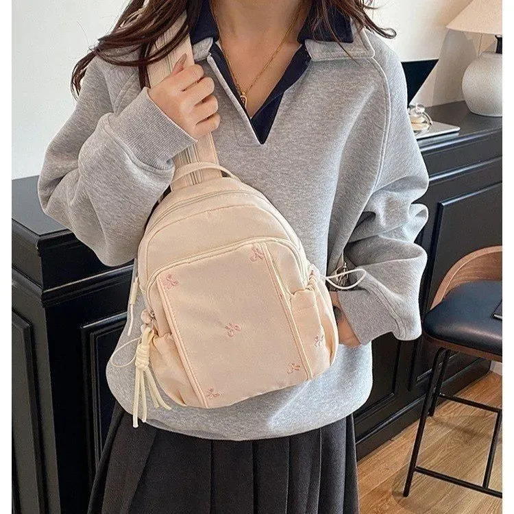 Tas Ransel Pria Bahan Nylon Polos Warna Hitam Bentuk Kotak Tali Lebar Resleting Grosir Import