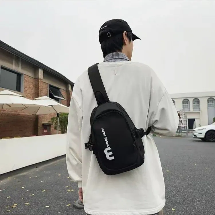 Tas Ransel Pria Bahan Nylon Polos Warna Hitam Bentuk Kotak Tali Lebar Resleting Grosir Import
